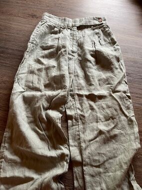 The Linen Company High-Rise Relaxed Chinos in Olive
